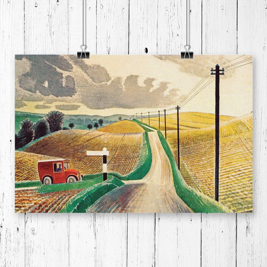 'The White Horses of Wiltshire' by Eric Ravilious Graphic art