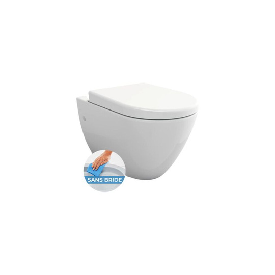Livea - Bello Wall-hung rimless toilet bowl + soft close seat, white (BelloRimless)