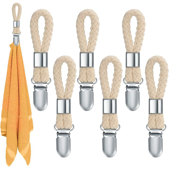 6 Pieces Towel Clip, Dish Towel Hook, Dish Towel Hook Bathroom Towel Holder, Dish Towel Clips Hanging Towel Cupboards (Beige)