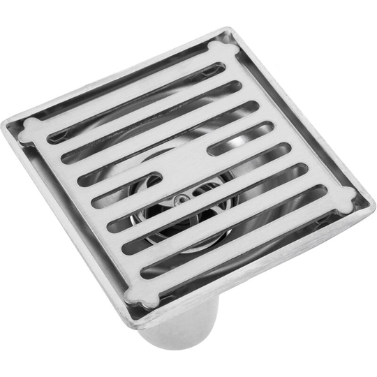 10x10cm drain with 9 cm valve and removable shiny stainless steel grid - Primematik