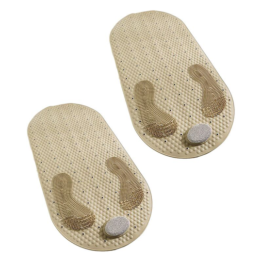 Sunflowergb - Non-Slip Bathtub Mat, Shower Mat, Shower Mat with Natural Pumice Stone, Oval Tub Mat with Non-Slip Suction Cup and Non-Slip Drain (2
