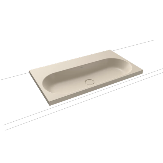 Warm Beige Steel Enamel Rectangular Inset Basin Bathroom Sink