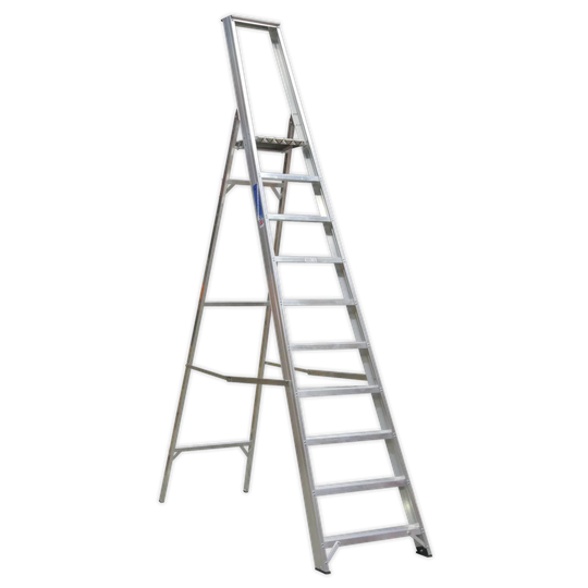 10-Tread Industrial Aluminium Step Ladder - BS 2037/1