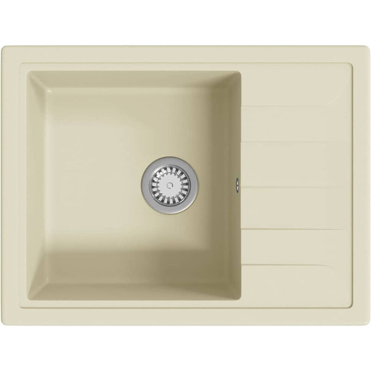 Kitchen Sink with Overflow Hole Oval Beige Granite Vidaxl Beige