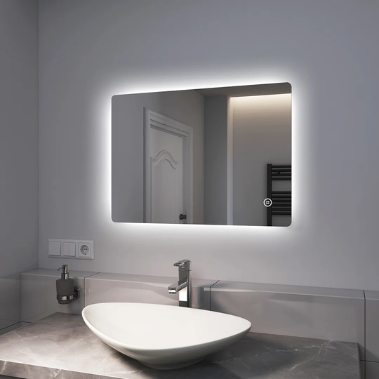 LM09 LED Bathroom Mirror 50X70cm Bathroom Mirror With Warm White/Cold White/Natural Light Lighting Touch Switch And Fogproof IP44