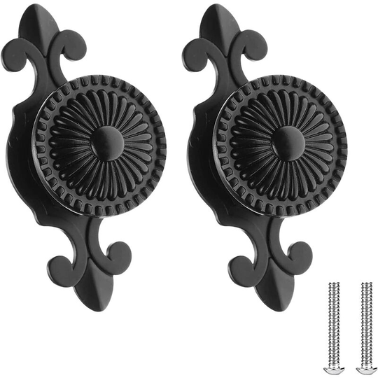 2 Pcs Premium Black Cabinet Knobs, Cupboard Handles Door Pull Handles with Screws (Single Hole)