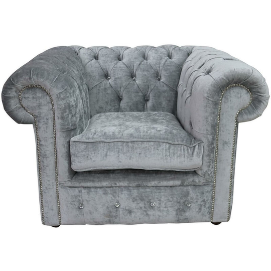Chesterfield crystallized™ Elements Low Back ArmChair Modena Cloud Velvet Fabric