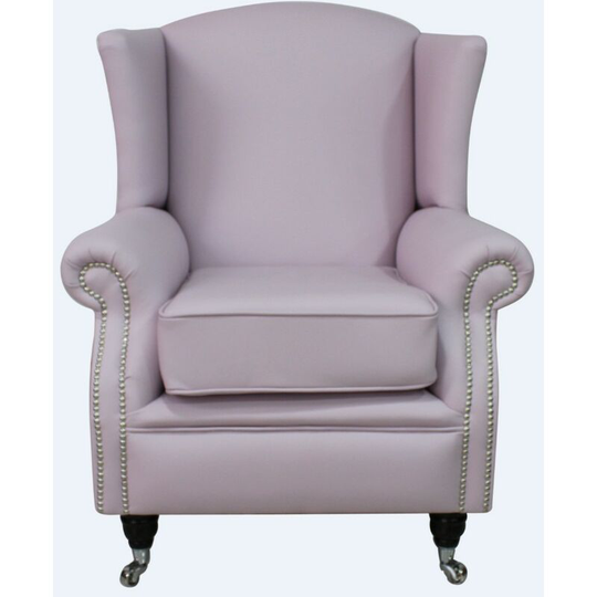 Southwold Wing Chair Fireside High Back Leather Armchair Blossom Pink Leather