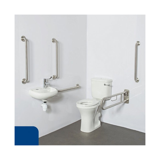 Nyma pro Close Coupled Lockable Lid Doc m Pack White - 5 x Dark Blue Grab Rails - Nymas