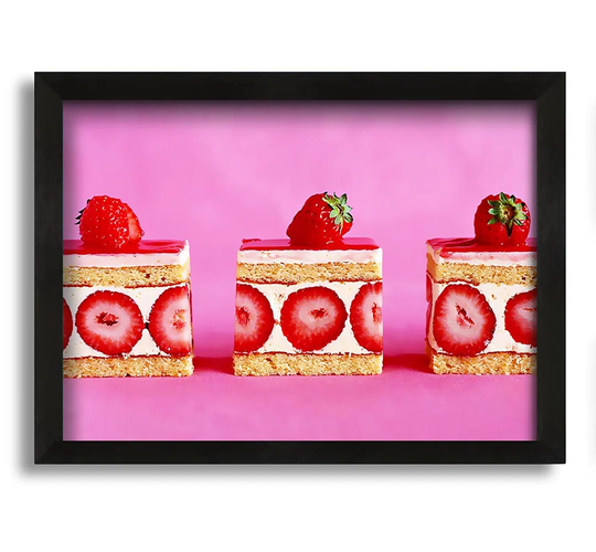 Strawberry Cake Delight - Picture Frame Graphic Art on Canvas