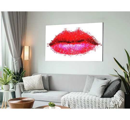 Dot To Dot Lips - Unframed Graphic Art on Metal