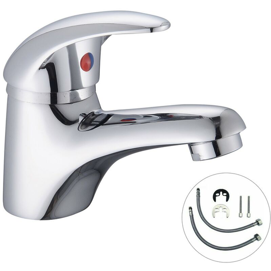 Cloakroom Basin Mixer Tap Chrome Basin Sink Mono Bathroom Faucet + Fixings