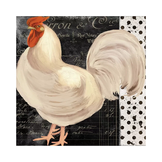 White Rooster Café II by Color Bakery - Wrapped Canvas Typography