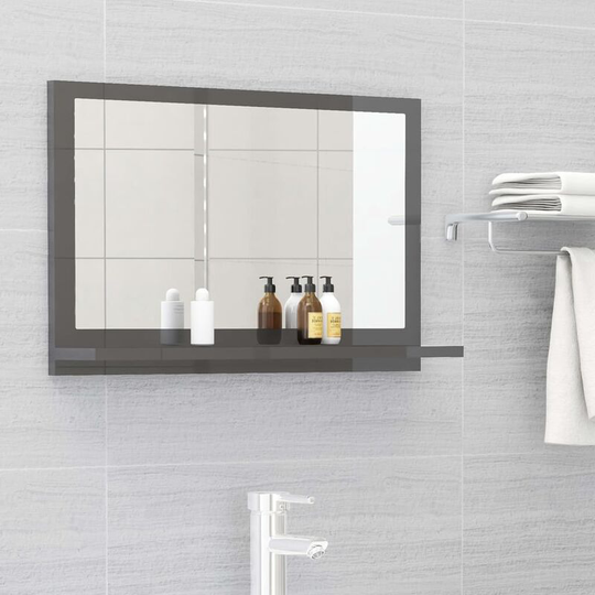 Bathroom Mirror High Gloss Grey 60x10.5x37 cm Chipboard FF804570_UK - Topdeal