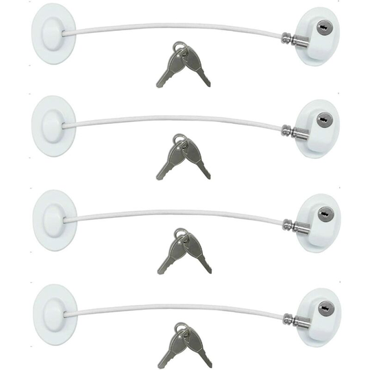 Perlerare - 4 Pack Refrigerator Lock with 8 Keys, Refrigerator Lock Dorm Freezer Door Lock and Child Safety Cabinet Lock with Strong Adhesive