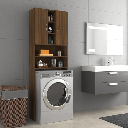 Asupermall - Washing Machine Cabinet Brown Oak 64x25.5x190 cm