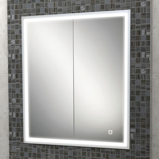Vanquish 60 Double Door Recessed led Bathroom Cabinet 730mm h x 630mm w - HIB