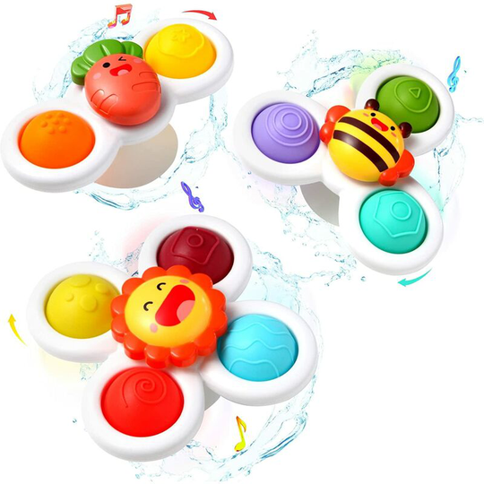 3 Pcs Suction Cup Spinner Toys, Baby Fidget Spinner Toy, Spinning Toys for Toddlers 1-3, Sensory Toys Early Education Toys Bathtub Toy Dining Chairs