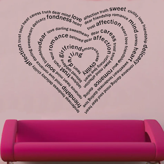 Heart In Words Decal Vinyl Wall Sticker