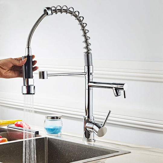 Kitchen Sink Mixer Tap, 360° Swivel Kitchen Taps, Kitchen Faucet with Pull Out Spray (Chrome)
