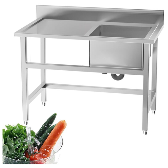 Domestic Commercial Stainless Steel Kitchen Sink with Platform - Livingandhome