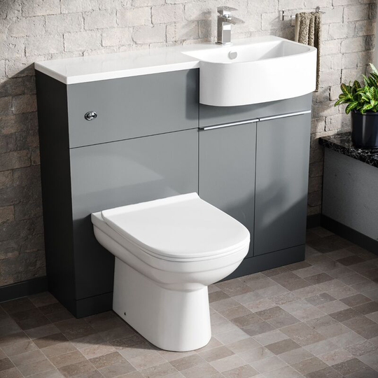 Neshome - Carlo 1000mm p Shape Grey Right Hand Bathroom Vanity, Basin, wc & btw Toilet
