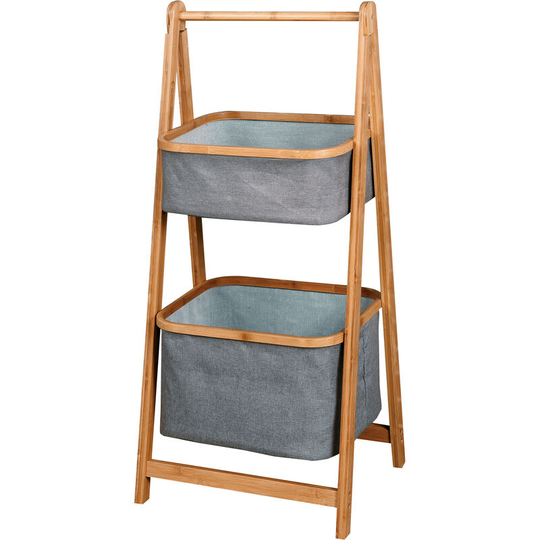 Bamboo Bathroom Shelf Standing Shelf 2 Baskets 44x33x99cm Bamboo Bathroom Storage 2 Tier Bathroom Shelf Freestanding Cabinet Wood Bookcase Kitchen