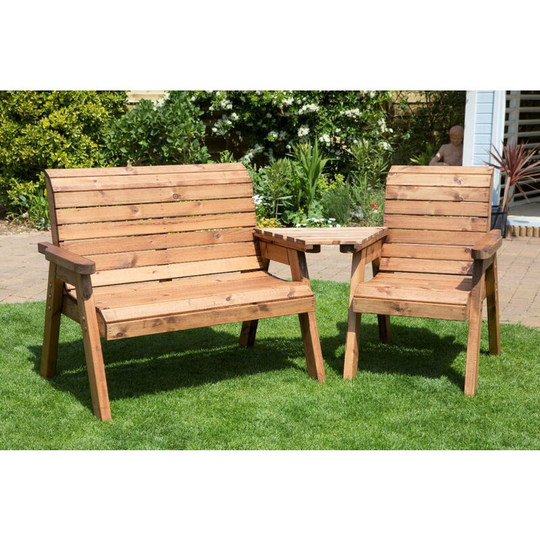 Charles Taylor Wooden Companion Angled Garden 3 Seater Chair Bench