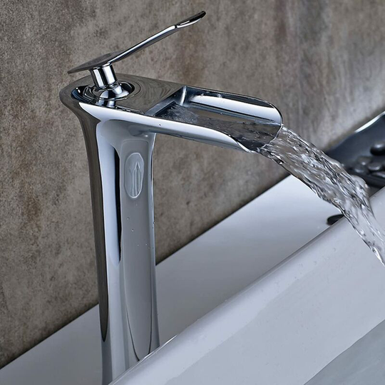 Swyeoot - Basin Mixer Tap Single Handle Waterfall Sink Faucet Chrome Bathroom Sink