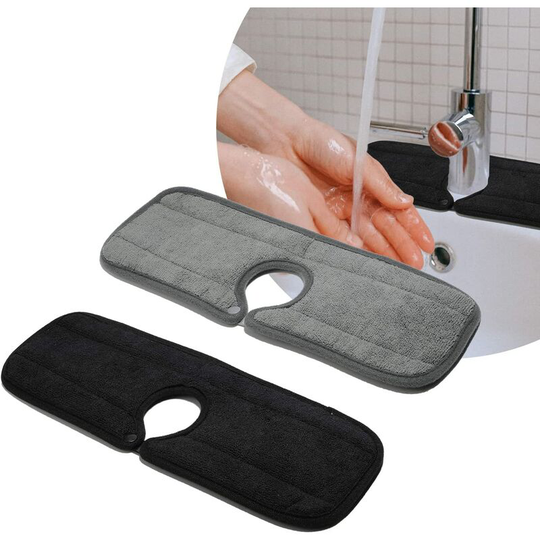 Faucet Absorbent Mat 2 Pack, Kitchen Sink Mat, Behind Faucet, Faucet Splash Catcher, Sink Water Splash Guard, Drying Mat for Kitchen, Bathroom,