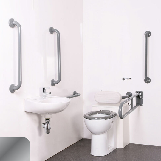 NymaPRO Back to Wall Doc m Toilet Pack with Concealed Fixings - Polished Grab Rails - Nymas
