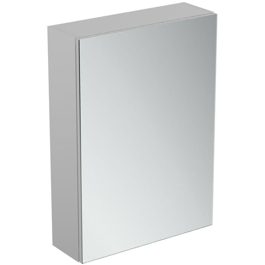Ideal Standard 1-Door Mirror Cabinet with Bottom Ambient Light 500mm Wide - Aluminium