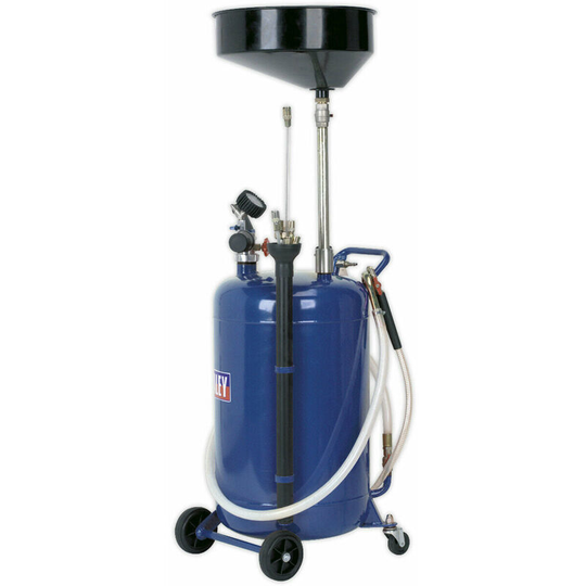 90L Mobile Oil Drainer with Air Discharge - Height Adjustable- Dipstick Probes