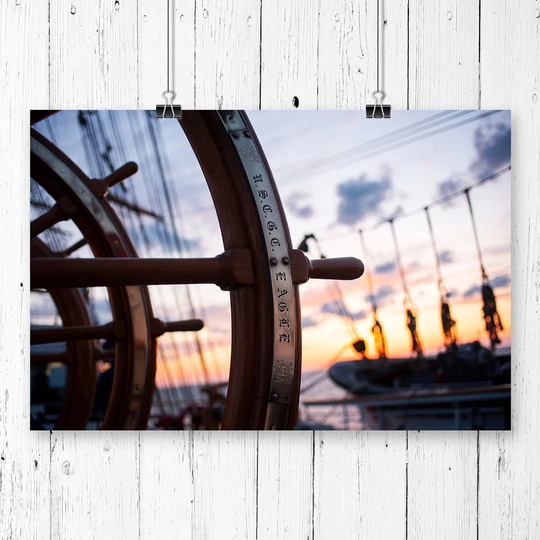 "Nautical Ship Helm" Graphic Art