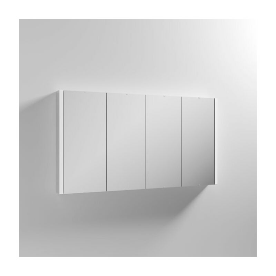 Eden 4-Door Mirrored Cabinet 650mm h x 1200mm w White - Nuie