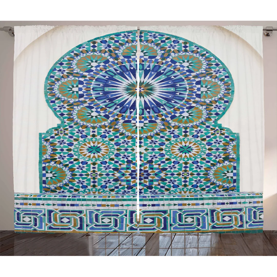 Ceramic Tile Antique East 2 Piece Room Darkening Curtain Set