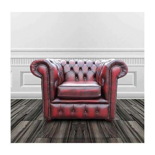 Chesterfield Low Back Club ArmChair Antique Oxblood Leather