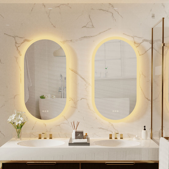 1000x500 Illuminated Led Bathroom Mirror with Demister Pad Oval Backlit Wall Mounted,Touch Sensor Switch