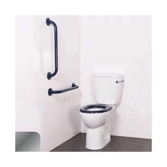 Nyma pro Close Coupled Toilet Doc m Pack White - 2 x Polished Grab Rails - Nymas