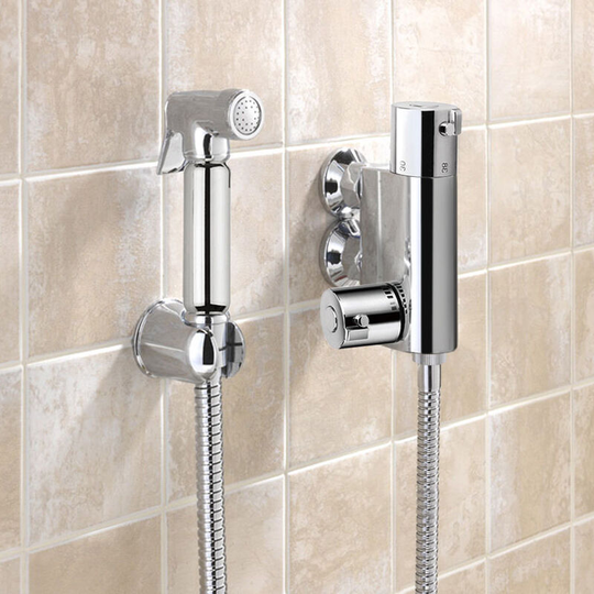 Neshome - Modern Chrome Bidet Douche Mini Thermostatic Bar Valve And Spray Kit