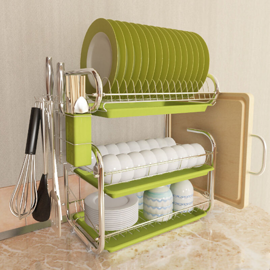 3 Tier Kitchen Chrome Storage Rack with Sink Rack Drip Tray - Livingandhome