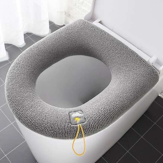 Winter Warm Toilet Seat Cover Closestool Mat 1pcs Washable Bathroom Accessories Knit Pure Color Soft O-Shaped Cushion Bidet Cover Pink