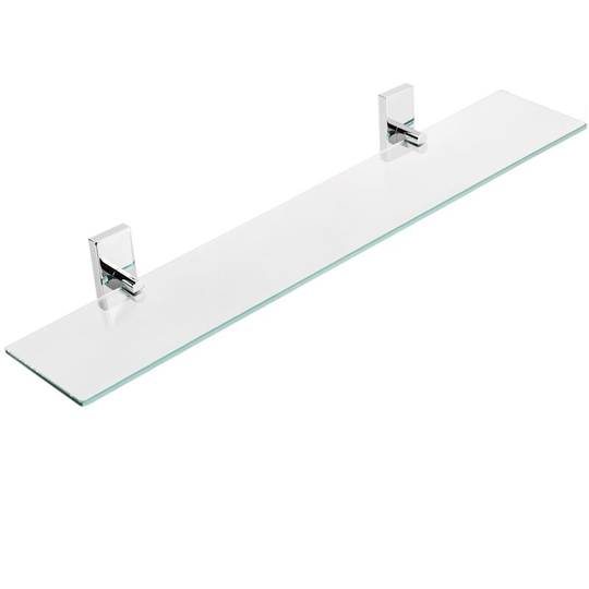 Glass bathroom shelf with chrome hardware - Primematik