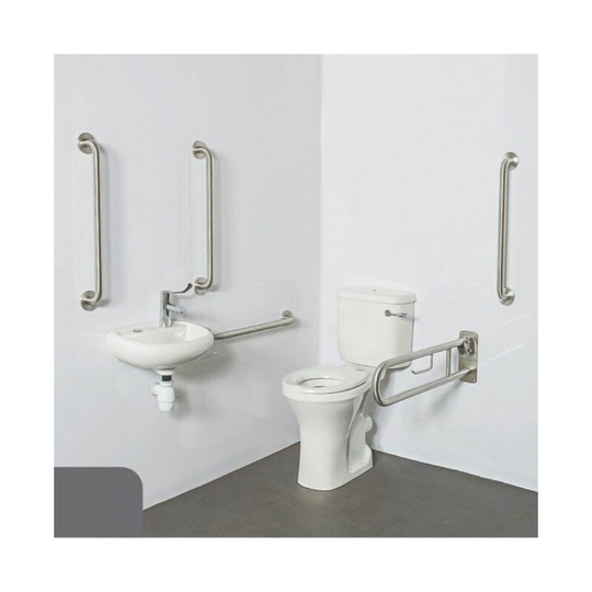Nyma pro Close Coupled Lockable Lid Doc m Pack White - 5 x Dark Grey Grab Rails - Nymas