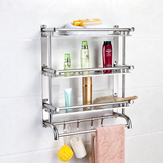 3 Tier Wall Storage Rack with Hook for Bathroom - Livingandhome