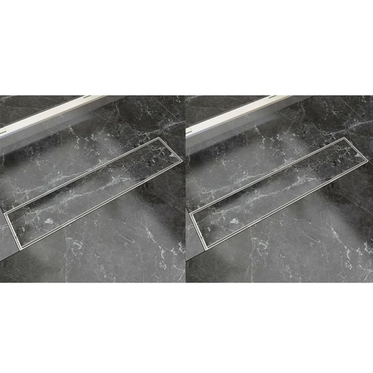 Linear Shower Drain 2 pcs 530x140 mm Stainless Steel VD18836 - Hommoo