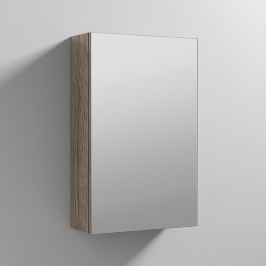 Athena 1-Door Mirrored Bathroom Cabinet 715mm h x 450mm w - Driftwood - Nuie