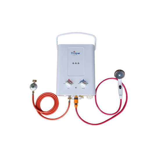 TTulpe Outdoor HD-6 P37 white, portable outdoor propane gas water heater, ErP/ low NOx
