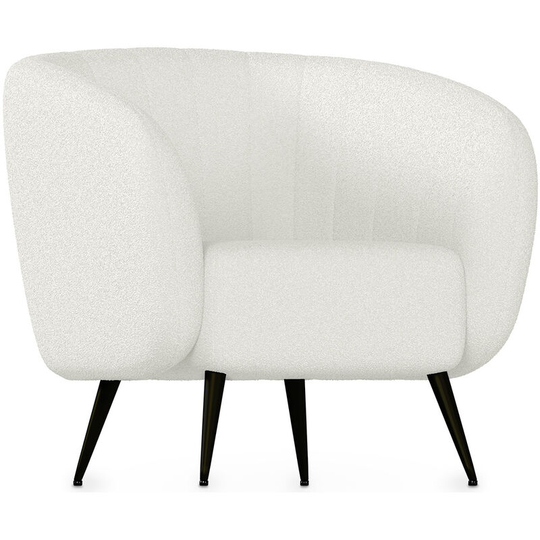 White boucle upholstered armchair - Nuba White Boucle, Wood, Metal, Polyester - White