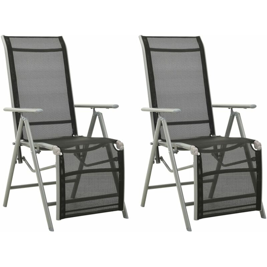 Reclining Garden Chairs 2 pcs Textilene and Aluminium Silver vidaXL - Black